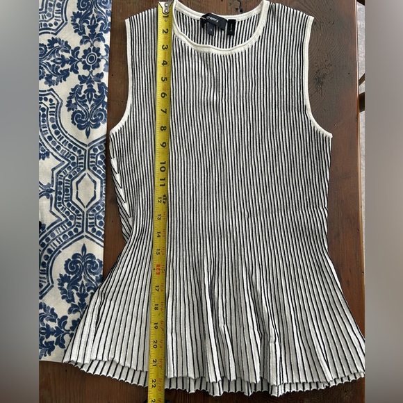 Theory Canelis Knit Striped Peplum Tank in Black/White - Picture 6 of 6